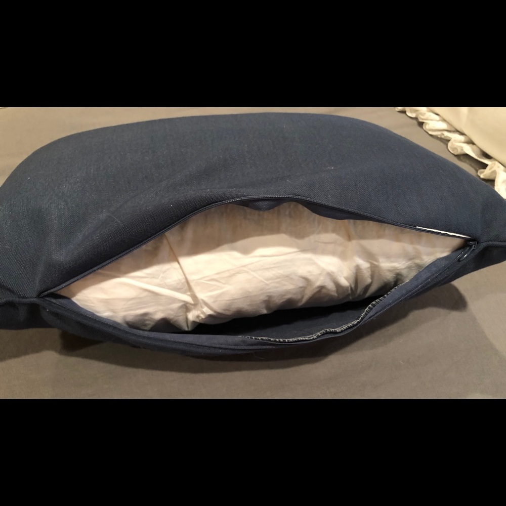 Navy rectangular throw pillow - Picture 3 of 5